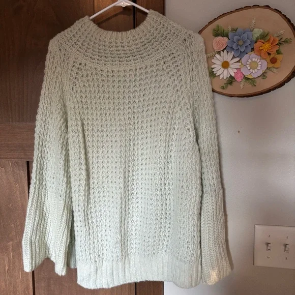 NWT Anthropologie Maeve Dionne Bell-Sleeved Sweater Plus Size 1X Mint Green - Picture 9 of 12